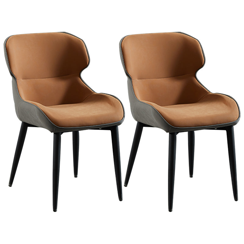 Nordic Style Metal Armless Dining Chairs Wingback Side Chair for Home Use Khaki 2 Piece Set Clearhalo ' kitchen&dining_furn' 'Dining Chairs' 'Dining Tables & Seating' 'dining_chair' 'furn' 'furn_dining_chair' 'Furniture' 'furniture_dining_chair' 'Kitchen & Dining Furniture' 'kitchen' 3754864