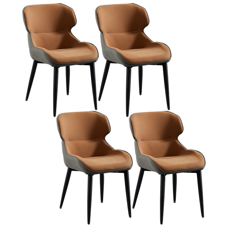 Nordic Style Metal Armless Dining Chairs Wingback Side Chair for Home Use Khaki 4 Piece Set Clearhalo ' kitchen&dining_furn' 'Dining Chairs' 'Dining Tables & Seating' 'dining_chair' 'furn' 'furn_dining_chair' 'Furniture' 'furniture_dining_chair' 'Kitchen & Dining Furniture' 'kitchen' 3754866
