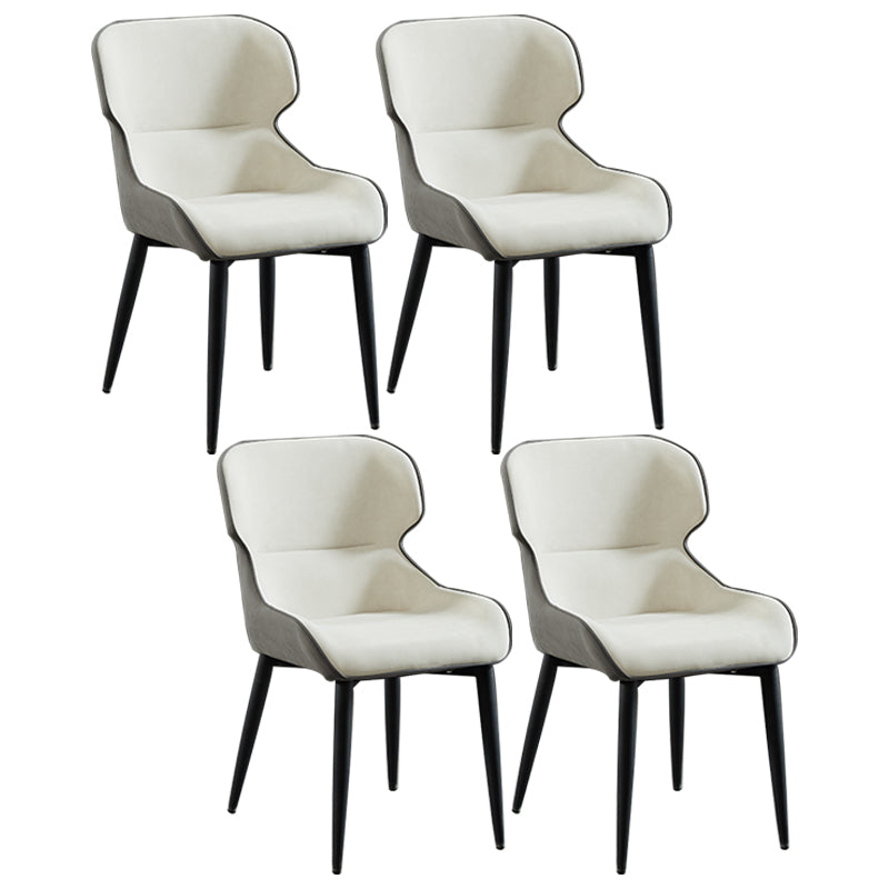 Nordic Style Metal Armless Dining Chairs Wingback Side Chair for Home Use Off-White 4 Piece Set Clearhalo ' kitchen&dining_furn' 'Dining Chairs' 'Dining Tables & Seating' 'dining_chair' 'furn' 'furn_dining_chair' 'Furniture' 'furniture_dining_chair' 'Kitchen & Dining Furniture' 'kitchen' 3754881