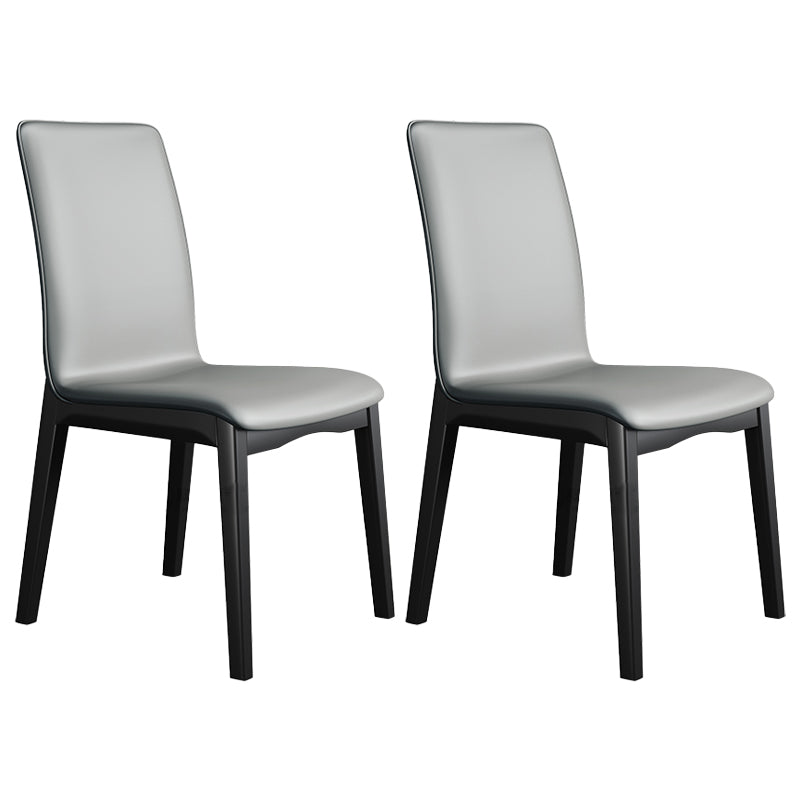 Industrial Restaurant Leather Side Chair Matte Finish Solid Back Dining Chair Dark Gray 2 Piece Set Black Clearhalo ' kitchen&dining_furn' 'Dining Chairs' 'Dining Tables & Seating' 'dining_chair' 'furn' 'furn_dining_chair' 'Furniture' 'furniture_dining_chair' 'Kitchen & Dining Furniture' 'kitchen' 3754883