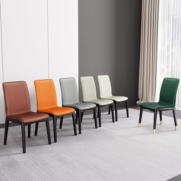 Industrial Restaurant Leather Side Chair Matte Finish Solid Back Dining Chair Clearhalo ' kitchen&dining_furn' 'Dining Chairs' 'Dining Tables & Seating' 'dining_chair' 'furn' 'furn_dining_chair' 'Furniture' 'furniture_dining_chair' 'Kitchen & Dining Furniture' 'kitchen' 3754884