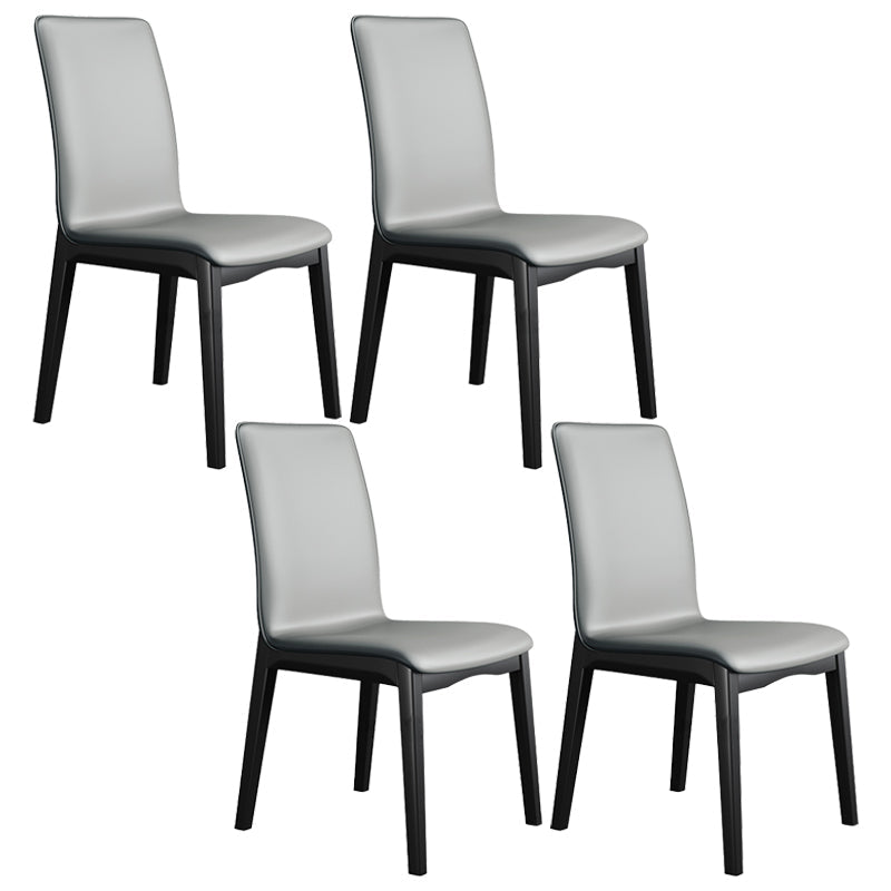 Industrial Restaurant Leather Side Chair Matte Finish Solid Back Dining Chair Dark Gray 4 Piece Set Black Clearhalo ' kitchen&dining_furn' 'Dining Chairs' 'Dining Tables & Seating' 'dining_chair' 'furn' 'furn_dining_chair' 'Furniture' 'furniture_dining_chair' 'Kitchen & Dining Furniture' 'kitchen' 3754885