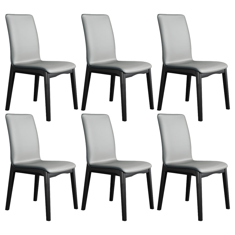 Industrial Restaurant Leather Side Chair Matte Finish Solid Back Dining Chair Dark Gray 6 Piece Set Black Clearhalo ' kitchen&dining_furn' 'Dining Chairs' 'Dining Tables & Seating' 'dining_chair' 'furn' 'furn_dining_chair' 'Furniture' 'furniture_dining_chair' 'Kitchen & Dining Furniture' 'kitchen' 3754886