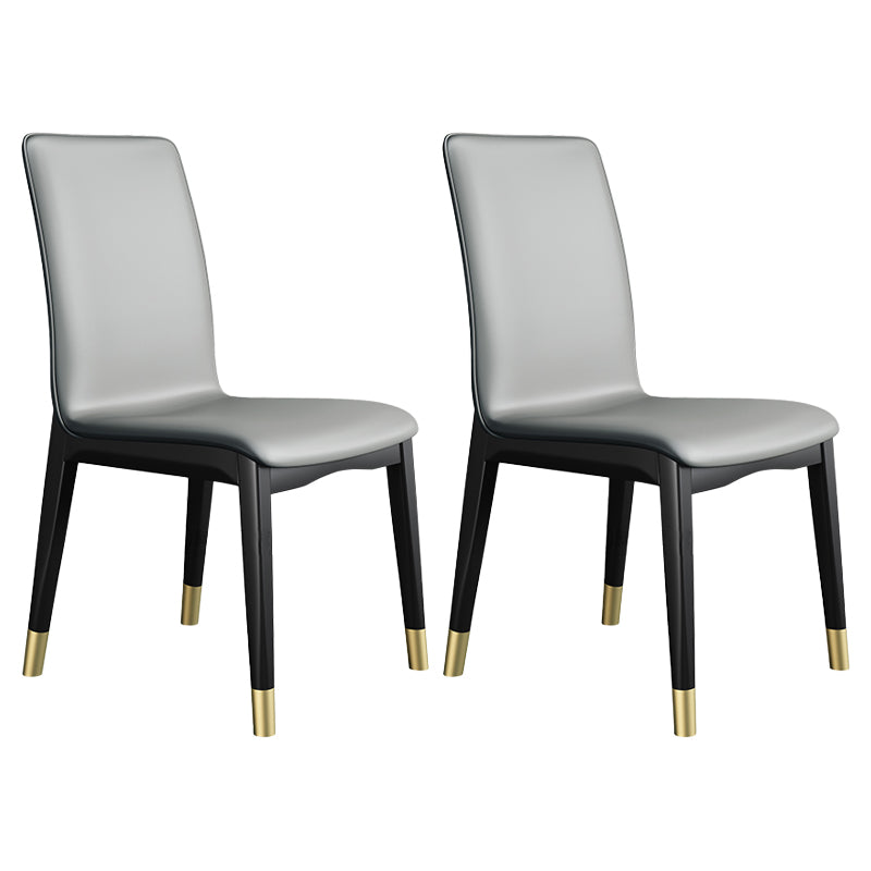 Industrial Restaurant Leather Side Chair Matte Finish Solid Back Dining Chair Dark Gray 2 Piece Set Brass Gold Clearhalo ' kitchen&dining_furn' 'Dining Chairs' 'Dining Tables & Seating' 'dining_chair' 'furn' 'furn_dining_chair' 'Furniture' 'furniture_dining_chair' 'Kitchen & Dining Furniture' 'kitchen' 3754888