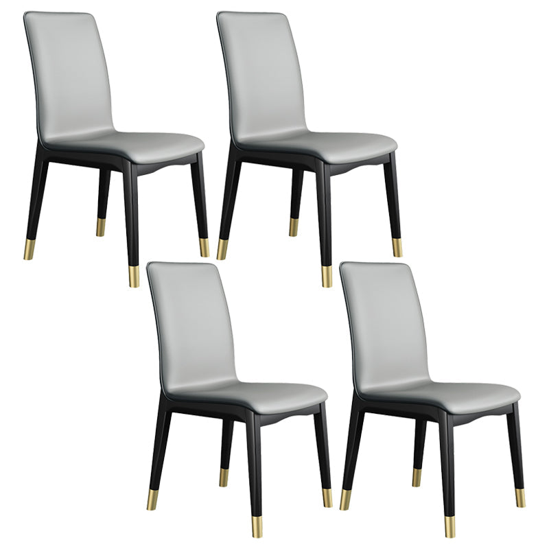 Industrial Restaurant Leather Side Chair Matte Finish Solid Back Dining Chair Dark Gray 4 Piece Set Brass Gold Clearhalo ' kitchen&dining_furn' 'Dining Chairs' 'Dining Tables & Seating' 'dining_chair' 'furn' 'furn_dining_chair' 'Furniture' 'furniture_dining_chair' 'Kitchen & Dining Furniture' 'kitchen' 3754890