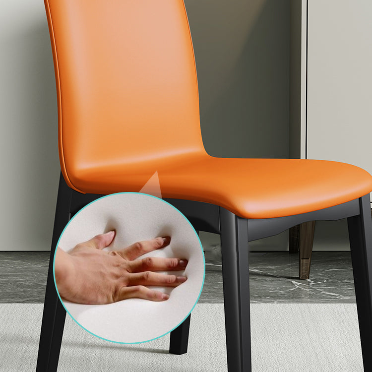 Industrial Restaurant Leather Side Chair Matte Finish Solid Back Dining Chair Clearhalo ' kitchen&dining_furn' 'Dining Chairs' 'Dining Tables & Seating' 'dining_chair' 'furn' 'furn_dining_chair' 'Furniture' 'furniture_dining_chair' 'Kitchen & Dining Furniture' 'kitchen' 3754892