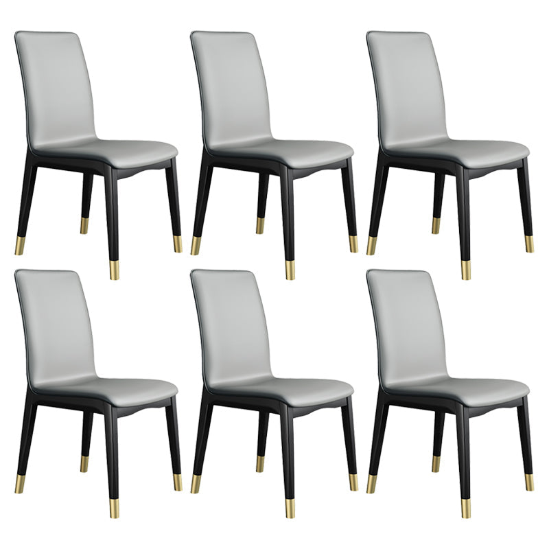 Industrial Restaurant Leather Side Chair Matte Finish Solid Back Dining Chair Dark Gray 6 Piece Set Brass Gold Clearhalo ' kitchen&dining_furn' 'Dining Chairs' 'Dining Tables & Seating' 'dining_chair' 'furn' 'furn_dining_chair' 'Furniture' 'furniture_dining_chair' 'Kitchen & Dining Furniture' 'kitchen' 3754893