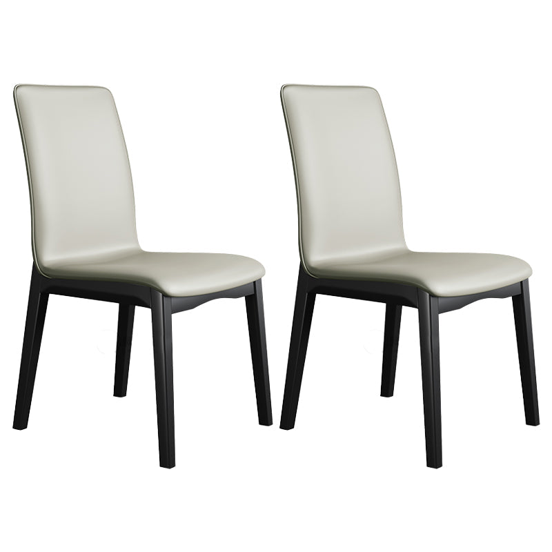 Industrial Restaurant Leather Side Chair Matte Finish Solid Back Dining Chair Light Gray 2 Piece Set Black Clearhalo ' kitchen&dining_furn' 'Dining Chairs' 'Dining Tables & Seating' 'dining_chair' 'furn' 'furn_dining_chair' 'Furniture' 'furniture_dining_chair' 'Kitchen & Dining Furniture' 'kitchen' 3754894