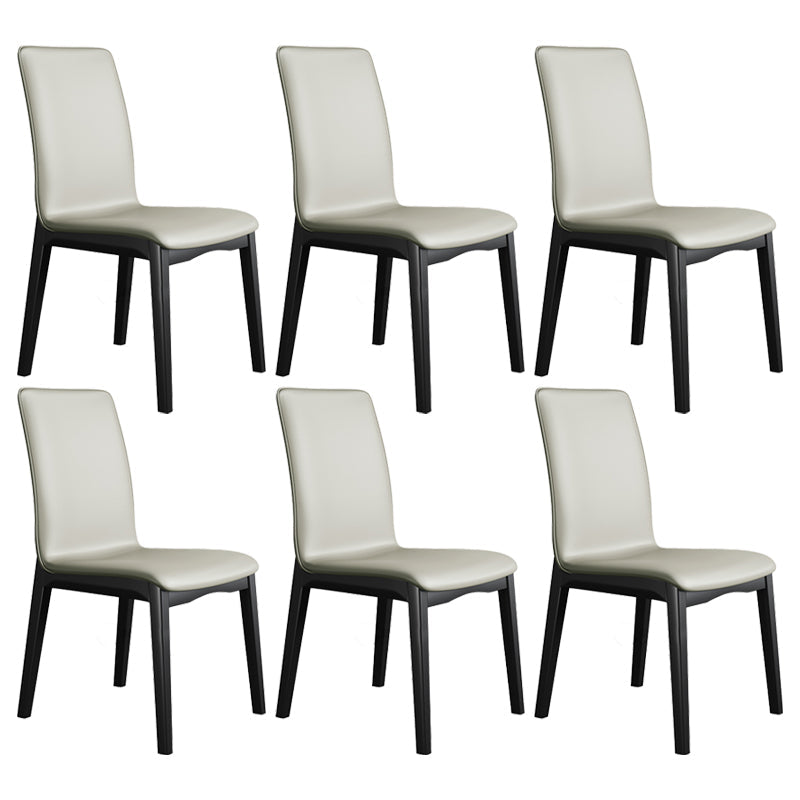 Industrial Restaurant Leather Side Chair Matte Finish Solid Back Dining Chair Light Gray 6 Piece Set Black Clearhalo ' kitchen&dining_furn' 'Dining Chairs' 'Dining Tables & Seating' 'dining_chair' 'furn' 'furn_dining_chair' 'Furniture' 'furniture_dining_chair' 'Kitchen & Dining Furniture' 'kitchen' 3754898