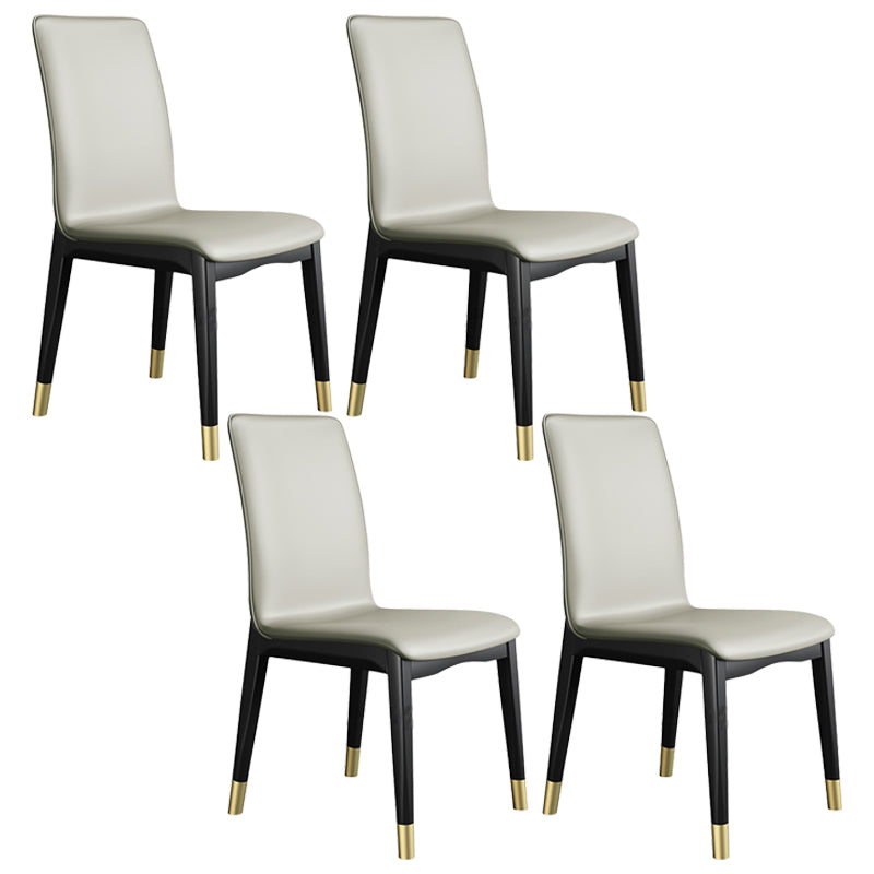 Industrial Restaurant Leather Side Chair Matte Finish Solid Back Dining Chair Light Gray 4 Piece Set Brass Gold Clearhalo ' kitchen&dining_furn' 'Dining Chairs' 'Dining Tables & Seating' 'dining_chair' 'furn' 'furn_dining_chair' 'Furniture' 'furniture_dining_chair' 'Kitchen & Dining Furniture' 'kitchen' 3754903