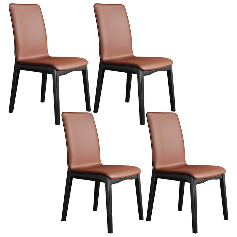Industrial Restaurant Leather Side Chair Matte Finish Solid Back Dining Chair Coffee 4 Piece Set Black Clearhalo ' kitchen&dining_furn' 'Dining Chairs' 'Dining Tables & Seating' 'dining_chair' 'furn' 'furn_dining_chair' 'Furniture' 'furniture_dining_chair' 'Kitchen & Dining Furniture' 'kitchen' 3754906