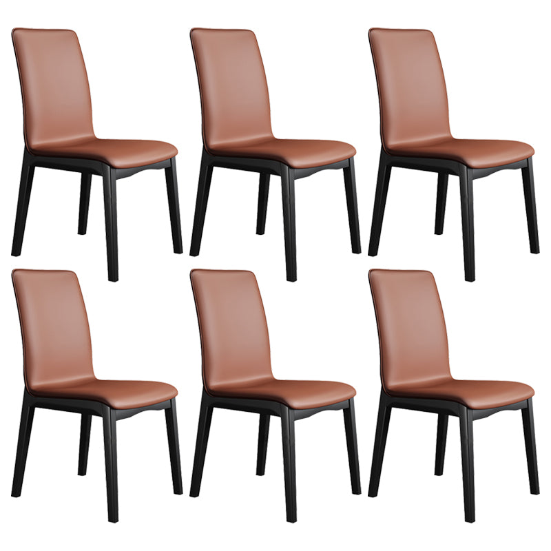 Industrial Restaurant Leather Side Chair Matte Finish Solid Back Dining Chair Coffee 6 Piece Set Black Clearhalo ' kitchen&dining_furn' 'Dining Chairs' 'Dining Tables & Seating' 'dining_chair' 'furn' 'furn_dining_chair' 'Furniture' 'furniture_dining_chair' 'Kitchen & Dining Furniture' 'kitchen' 3754907
