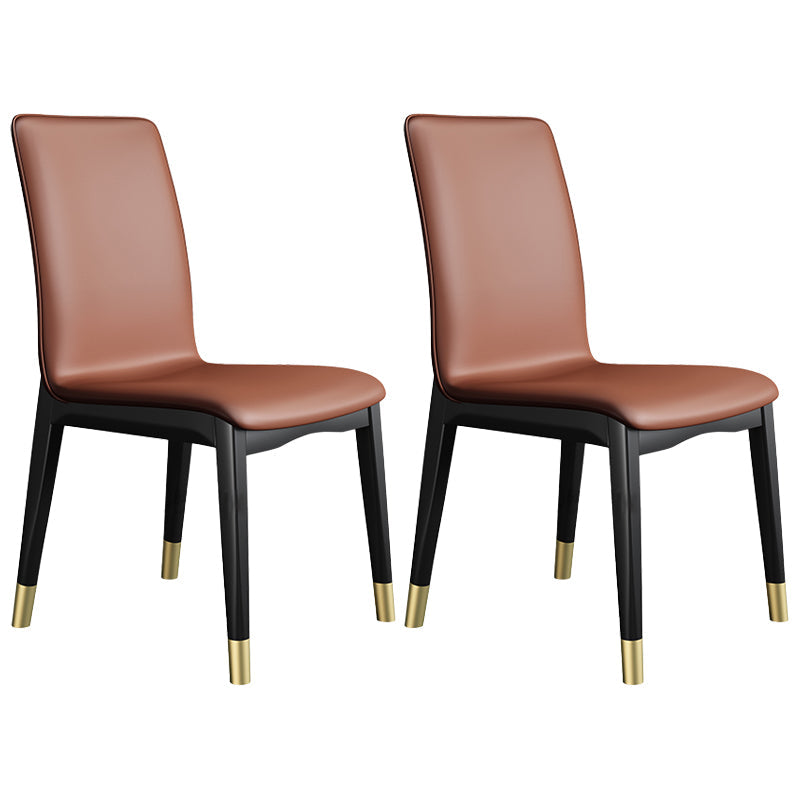 Industrial Restaurant Leather Side Chair Matte Finish Solid Back Dining Chair Coffee 2 Piece Set Brass Gold Clearhalo ' kitchen&dining_furn' 'Dining Chairs' 'Dining Tables & Seating' 'dining_chair' 'furn' 'furn_dining_chair' 'Furniture' 'furniture_dining_chair' 'Kitchen & Dining Furniture' 'kitchen' 3754908