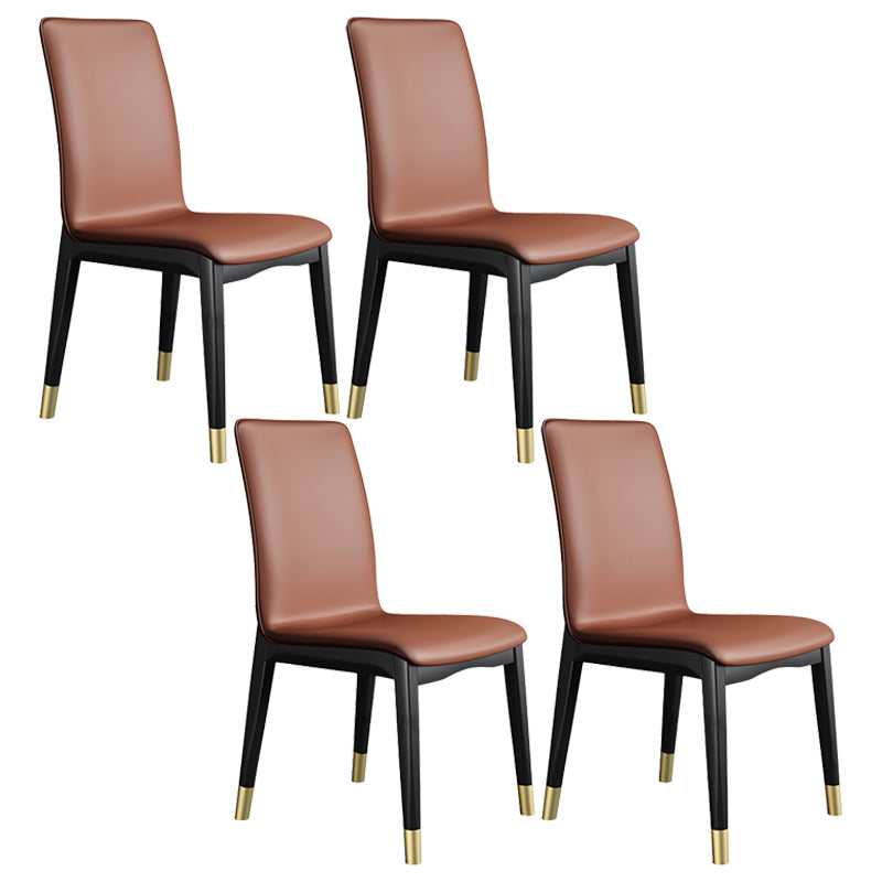 Industrial Restaurant Leather Side Chair Matte Finish Solid Back Dining Chair Coffee 4 Piece Set Brass Gold Clearhalo ' kitchen&dining_furn' 'Dining Chairs' 'Dining Tables & Seating' 'dining_chair' 'furn' 'furn_dining_chair' 'Furniture' 'furniture_dining_chair' 'Kitchen & Dining Furniture' 'kitchen' 3754909