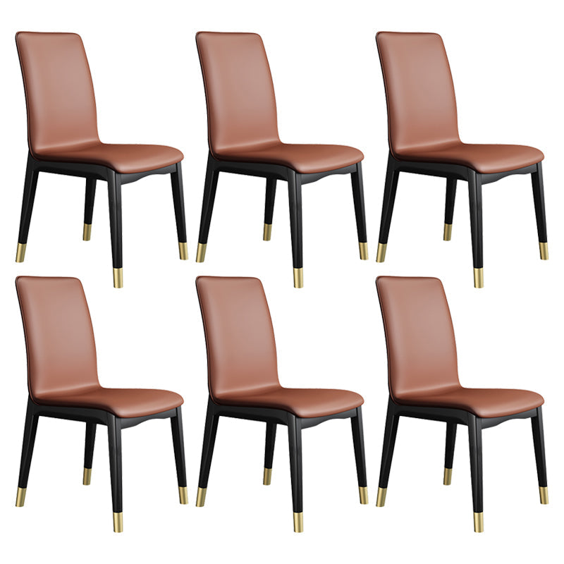 Industrial Restaurant Leather Side Chair Matte Finish Solid Back Dining Chair Coffee 6 Piece Set Brass Gold Clearhalo ' kitchen&dining_furn' 'Dining Chairs' 'Dining Tables & Seating' 'dining_chair' 'furn' 'furn_dining_chair' 'Furniture' 'furniture_dining_chair' 'Kitchen & Dining Furniture' 'kitchen' 3754910