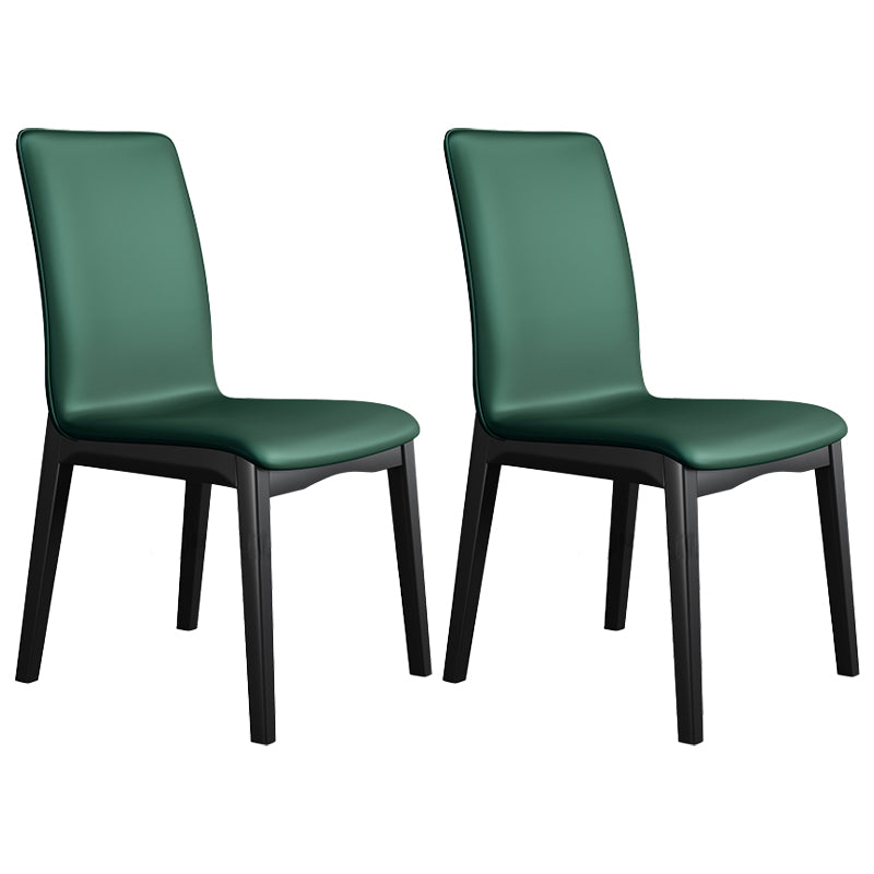 Industrial Restaurant Leather Side Chair Matte Finish Solid Back Dining Chair Peacock Green 2 Piece Set Black Clearhalo ' kitchen&dining_furn' 'Dining Chairs' 'Dining Tables & Seating' 'dining_chair' 'furn' 'furn_dining_chair' 'Furniture' 'furniture_dining_chair' 'Kitchen & Dining Furniture' 'kitchen' 3754911