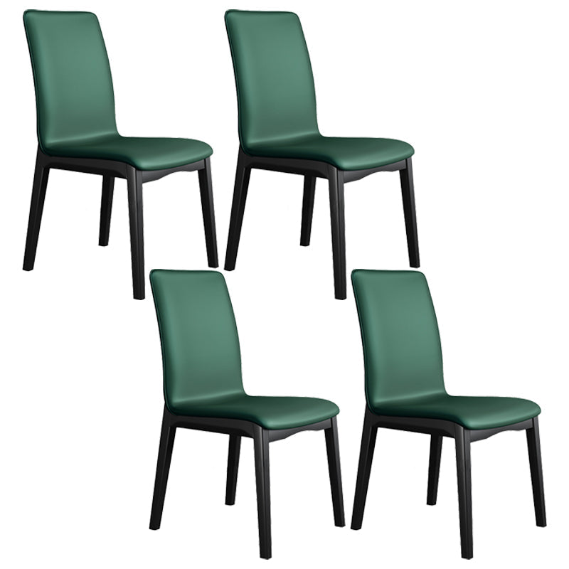 Industrial Restaurant Leather Side Chair Matte Finish Solid Back Dining Chair Peacock Green 4 Piece Set Black Clearhalo ' kitchen&dining_furn' 'Dining Chairs' 'Dining Tables & Seating' 'dining_chair' 'furn' 'furn_dining_chair' 'Furniture' 'furniture_dining_chair' 'Kitchen & Dining Furniture' 'kitchen' 3754912