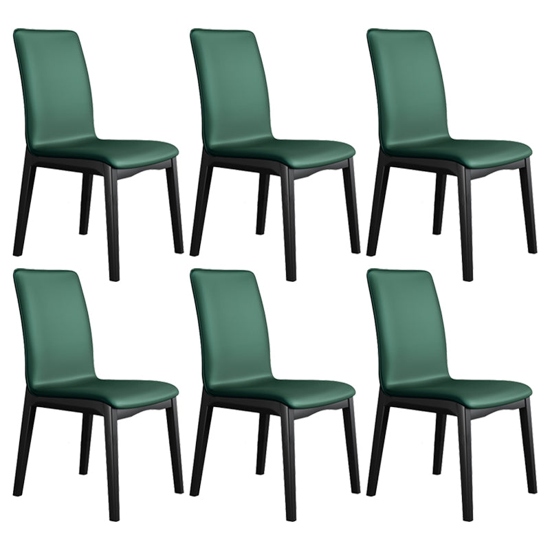 Industrial Restaurant Leather Side Chair Matte Finish Solid Back Dining Chair Peacock Green 6 Piece Set Black Clearhalo ' kitchen&dining_furn' 'Dining Chairs' 'Dining Tables & Seating' 'dining_chair' 'furn' 'furn_dining_chair' 'Furniture' 'furniture_dining_chair' 'Kitchen & Dining Furniture' 'kitchen' 3754913
