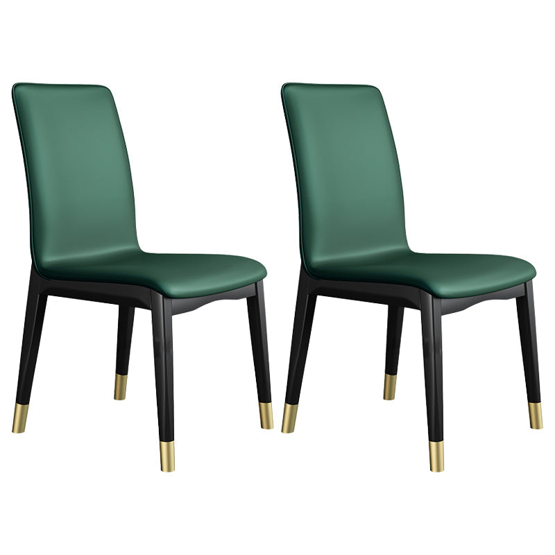Industrial Restaurant Leather Side Chair Matte Finish Solid Back Dining Chair Peacock Green 2 Piece Set Brass Gold Clearhalo ' kitchen&dining_furn' 'Dining Chairs' 'Dining Tables & Seating' 'dining_chair' 'furn' 'furn_dining_chair' 'Furniture' 'furniture_dining_chair' 'Kitchen & Dining Furniture' 'kitchen' 3754914