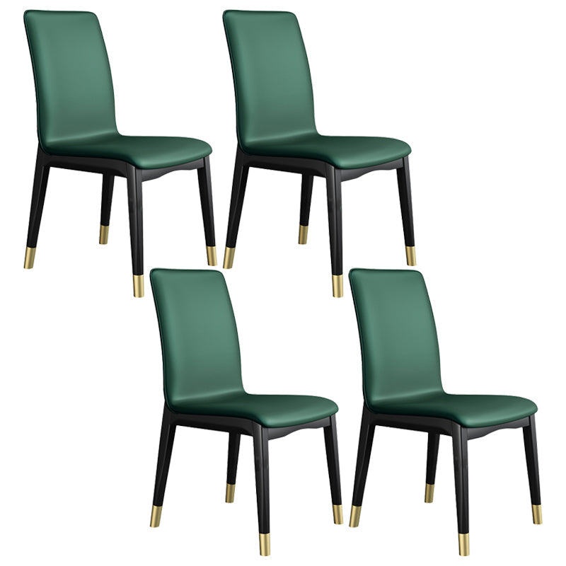 Industrial Restaurant Leather Side Chair Matte Finish Solid Back Dining Chair Peacock Green 4 Piece Set Brass Gold Clearhalo ' kitchen&dining_furn' 'Dining Chairs' 'Dining Tables & Seating' 'dining_chair' 'furn' 'furn_dining_chair' 'Furniture' 'furniture_dining_chair' 'Kitchen & Dining Furniture' 'kitchen' 3754915