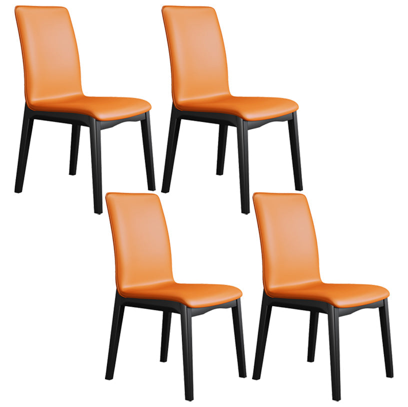 Industrial Restaurant Leather Side Chair Matte Finish Solid Back Dining Chair Orange 4 Piece Set Black Clearhalo ' kitchen&dining_furn' 'Dining Chairs' 'Dining Tables & Seating' 'dining_chair' 'furn' 'furn_dining_chair' 'Furniture' 'furniture_dining_chair' 'Kitchen & Dining Furniture' 'kitchen' 3754918
