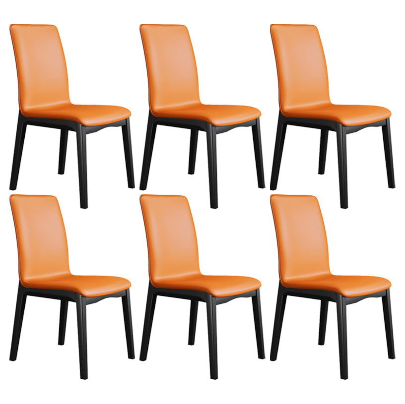 Industrial Restaurant Leather Side Chair Matte Finish Solid Back Dining Chair Orange 6 Piece Set Black Clearhalo ' kitchen&dining_furn' 'Dining Chairs' 'Dining Tables & Seating' 'dining_chair' 'furn' 'furn_dining_chair' 'Furniture' 'furniture_dining_chair' 'Kitchen & Dining Furniture' 'kitchen' 3754919