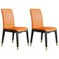 Industrial Restaurant Leather Side Chair Matte Finish Solid Back Dining Chair Orange 2 Piece Set Brass Gold Clearhalo ' kitchen&dining_furn' 'Dining Chairs' 'Dining Tables & Seating' 'dining_chair' 'furn' 'furn_dining_chair' 'Furniture' 'furniture_dining_chair' 'Kitchen & Dining Furniture' 'kitchen' 3754920