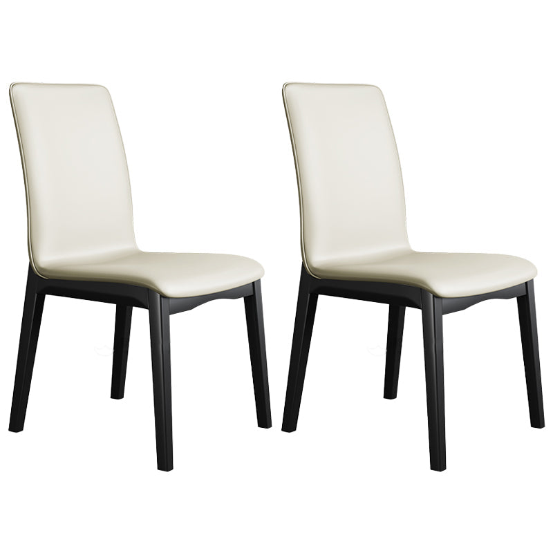 Industrial Restaurant Leather Side Chair Matte Finish Solid Back Dining Chair Off-White 2 Piece Set Black Clearhalo ' kitchen&dining_furn' 'Dining Chairs' 'Dining Tables & Seating' 'dining_chair' 'furn' 'furn_dining_chair' 'Furniture' 'furniture_dining_chair' 'Kitchen & Dining Furniture' 'kitchen' 3754923