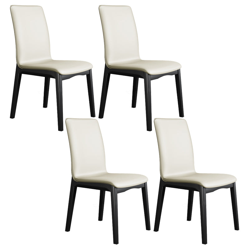 Industrial Restaurant Leather Side Chair Matte Finish Solid Back Dining Chair Off-White 4 Piece Set Black Clearhalo ' kitchen&dining_furn' 'Dining Chairs' 'Dining Tables & Seating' 'dining_chair' 'furn' 'furn_dining_chair' 'Furniture' 'furniture_dining_chair' 'Kitchen & Dining Furniture' 'kitchen' 3754924