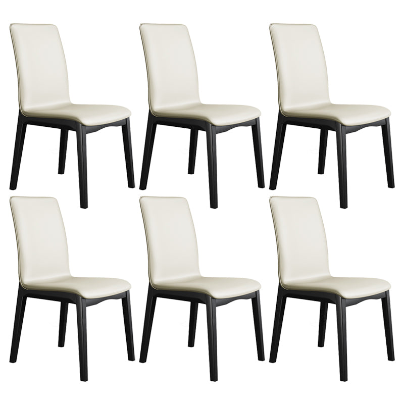 Industrial Restaurant Leather Side Chair Matte Finish Solid Back Dining Chair Off-White 6 Piece Set Black Clearhalo ' kitchen&dining_furn' 'Dining Chairs' 'Dining Tables & Seating' 'dining_chair' 'furn' 'furn_dining_chair' 'Furniture' 'furniture_dining_chair' 'Kitchen & Dining Furniture' 'kitchen' 3754925