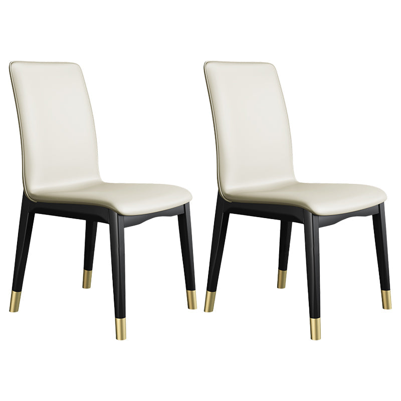 Industrial Restaurant Leather Side Chair Matte Finish Solid Back Dining Chair Off-White 2 Piece Set Brass Gold Clearhalo ' kitchen&dining_furn' 'Dining Chairs' 'Dining Tables & Seating' 'dining_chair' 'furn' 'furn_dining_chair' 'Furniture' 'furniture_dining_chair' 'Kitchen & Dining Furniture' 'kitchen' 3754926