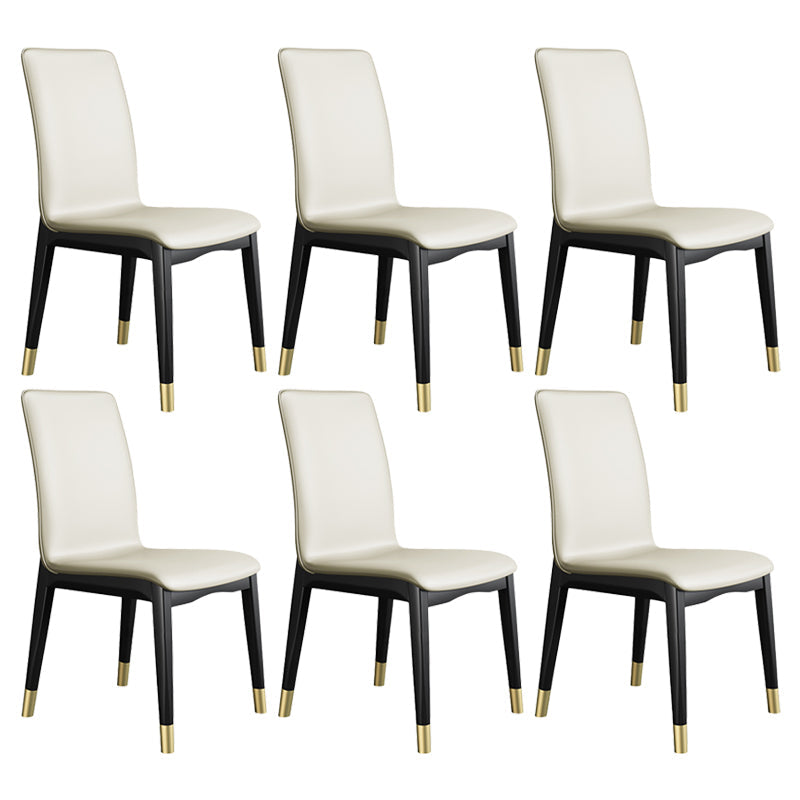 Industrial Restaurant Leather Side Chair Matte Finish Solid Back Dining Chair Off-White 6 Piece Set Brass Gold Clearhalo ' kitchen&dining_furn' 'Dining Chairs' 'Dining Tables & Seating' 'dining_chair' 'furn' 'furn_dining_chair' 'Furniture' 'furniture_dining_chair' 'Kitchen & Dining Furniture' 'kitchen' 3754928