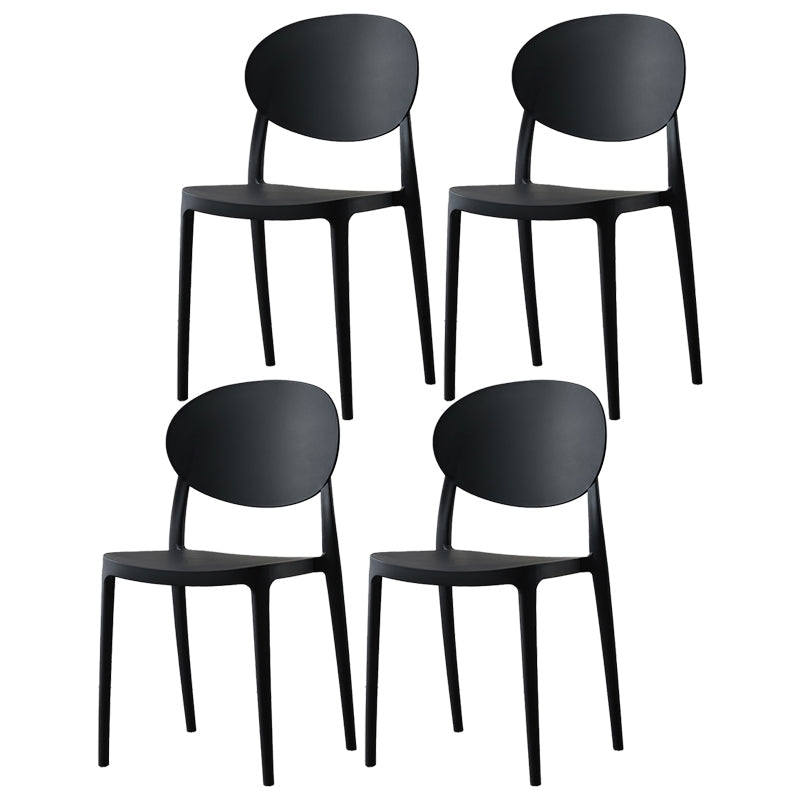 Plastic Open Back Side Chair Scandinavian Stackable Armless Dining Chairs Black 4 Piece Set Clearhalo ' kitchen&dining_furn' 'Dining Chairs' 'Dining Tables & Seating' 'dining_chair' 'furn' 'furn_dining_chair' 'Furniture' 'furniture_dining_chair' 'Kitchen & Dining Furniture' 'kitchen' 3754933