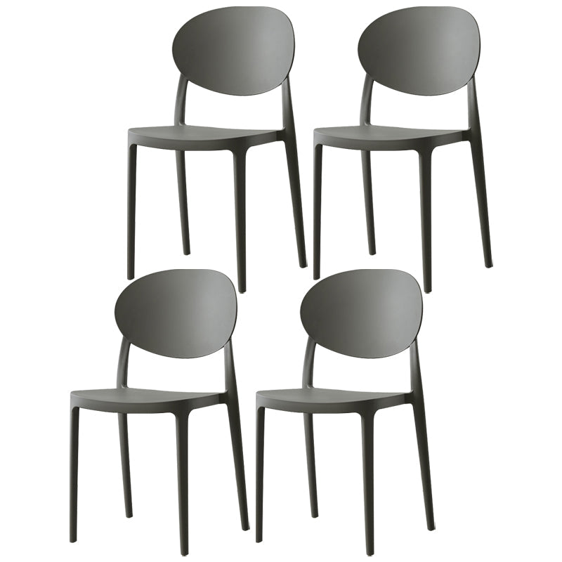 Plastic Open Back Side Chair Scandinavian Stackable Armless Dining Chairs Grey 4 Piece Set Clearhalo ' kitchen&dining_furn' 'Dining Chairs' 'Dining Tables & Seating' 'dining_chair' 'furn' 'furn_dining_chair' 'Furniture' 'furniture_dining_chair' 'Kitchen & Dining Furniture' 'kitchen' 3754939