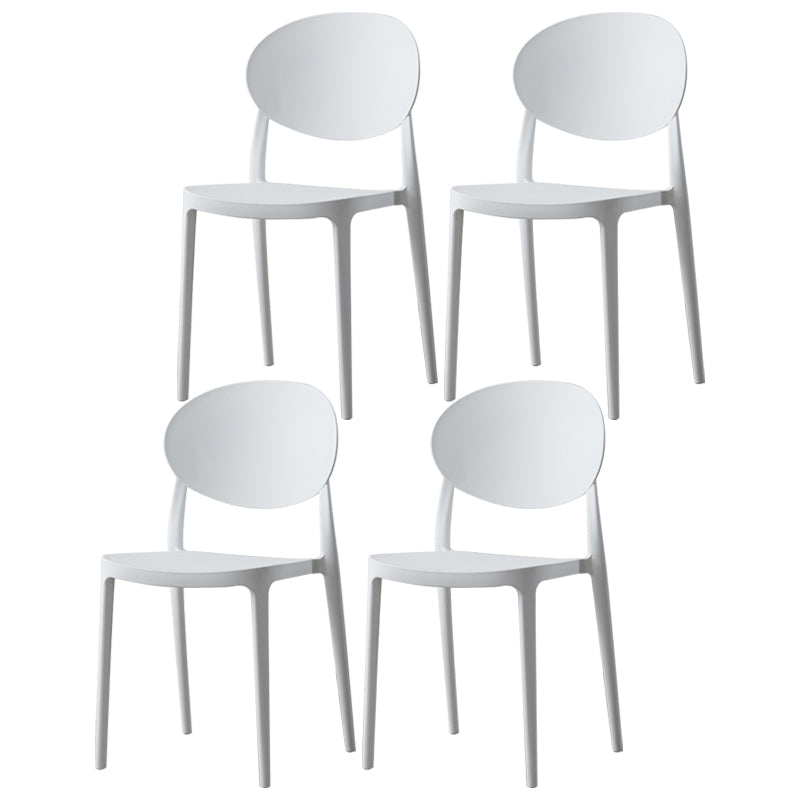 Plastic Open Back Side Chair Scandinavian Stackable Armless Dining Chairs White 4 Piece Set Clearhalo ' kitchen&dining_furn' 'Dining Chairs' 'Dining Tables & Seating' 'dining_chair' 'furn' 'furn_dining_chair' 'Furniture' 'furniture_dining_chair' 'Kitchen & Dining Furniture' 'kitchen' 3754943