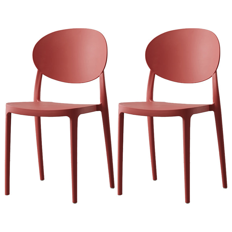 Plastic Open Back Side Chair Scandinavian Stackable Armless Dining Chairs Rose Red 2 Piece Set Clearhalo ' kitchen&dining_furn' 'Dining Chairs' 'Dining Tables & Seating' 'dining_chair' 'furn' 'furn_dining_chair' 'Furniture' 'furniture_dining_chair' 'Kitchen & Dining Furniture' 'kitchen' 3754948