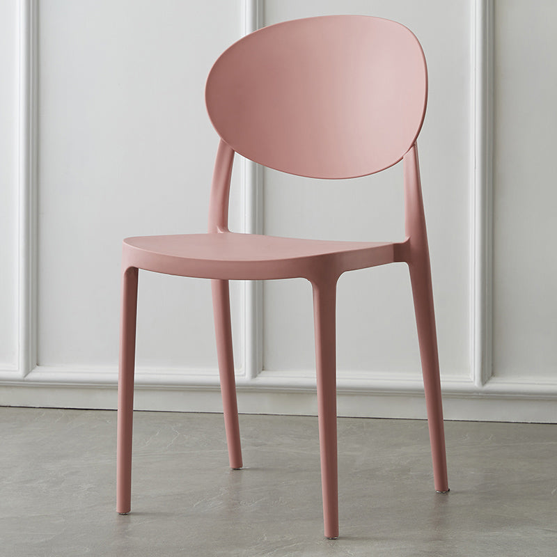 Plastic Open Back Side Chair Scandinavian Stackable Armless Dining Chairs Nude Pink 1 Piece Clearhalo ' kitchen&dining_furn' 'Dining Chairs' 'Dining Tables & Seating' 'dining_chair' 'furn' 'furn_dining_chair' 'Furniture' 'furniture_dining_chair' 'Kitchen & Dining Furniture' 'kitchen' 3754959
