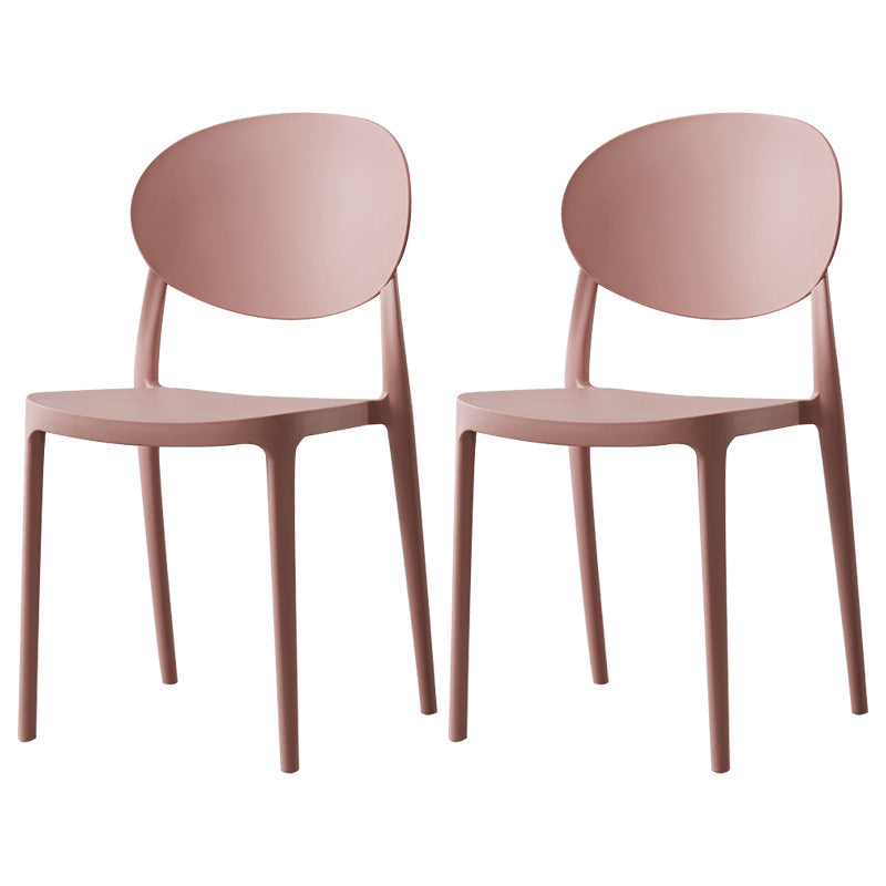 Plastic Open Back Side Chair Scandinavian Stackable Armless Dining Chairs Nude Pink 2 Piece Set Clearhalo ' kitchen&dining_furn' 'Dining Chairs' 'Dining Tables & Seating' 'dining_chair' 'furn' 'furn_dining_chair' 'Furniture' 'furniture_dining_chair' 'Kitchen & Dining Furniture' 'kitchen' 3754960