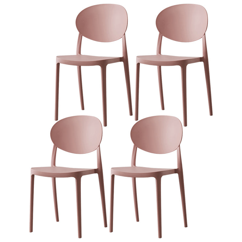 Plastic Open Back Side Chair Scandinavian Stackable Armless Dining Chairs Nude Pink 4 Piece Set Clearhalo ' kitchen&dining_furn' 'Dining Chairs' 'Dining Tables & Seating' 'dining_chair' 'furn' 'furn_dining_chair' 'Furniture' 'furniture_dining_chair' 'Kitchen & Dining Furniture' 'kitchen' 3754961