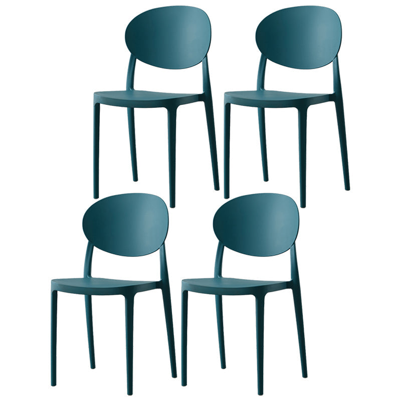 Plastic Open Back Side Chair Scandinavian Stackable Armless Dining Chairs Peacock Blue 4 Piece Set Clearhalo ' kitchen&dining_furn' 'Dining Chairs' 'Dining Tables & Seating' 'dining_chair' 'furn' 'furn_dining_chair' 'Furniture' 'furniture_dining_chair' 'Kitchen & Dining Furniture' 'kitchen' 3754964