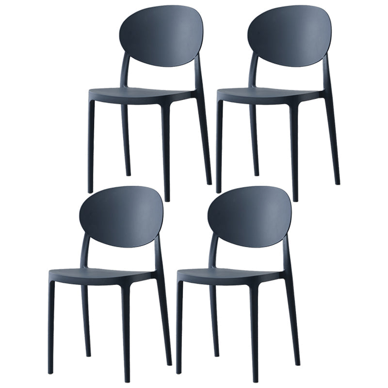 Plastic Open Back Side Chair Scandinavian Stackable Armless Dining Chairs Gray Blue 4 Piece Set Clearhalo ' kitchen&dining_furn' 'Dining Chairs' 'Dining Tables & Seating' 'dining_chair' 'furn' 'furn_dining_chair' 'Furniture' 'furniture_dining_chair' 'Kitchen & Dining Furniture' 'kitchen' 3754967