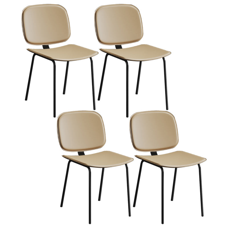 Modern Metal Dining Room Armless Chairs Open Back Dining Side Chair for Home Use Off-White 4 Piece Set Clearhalo ' kitchen&dining_furn' 'Dining Chairs' 'Dining Tables & Seating' 'dining_chair' 'furn' 'furn_dining_chair' 'Furniture' 'furniture_dining_chair' 'Kitchen & Dining Furniture' 'kitchen' 3754998