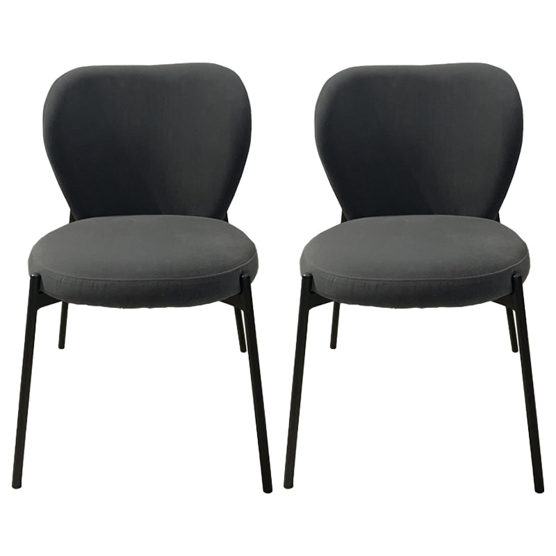 Scandinavian Style Dining Fabric Side Chair Solid Back Armless Chair for Home Use Grey 2 Piece Set Clearhalo ' kitchen&dining_furn' 'Dining Chairs' 'Dining Tables & Seating' 'dining_chair' 'furn' 'furn_dining_chair' 'Furniture' 'furniture_dining_chair' 'Kitchen & Dining Furniture' 'kitchen' 3755000