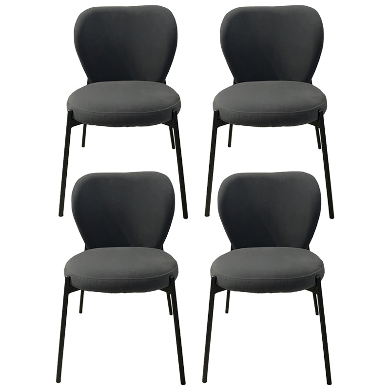 Scandinavian Style Dining Fabric Side Chair Solid Back Armless Chair for Home Use Grey 4 Piece Set Clearhalo ' kitchen&dining_furn' 'Dining Chairs' 'Dining Tables & Seating' 'dining_chair' 'furn' 'furn_dining_chair' 'Furniture' 'furniture_dining_chair' 'Kitchen & Dining Furniture' 'kitchen' 3755002