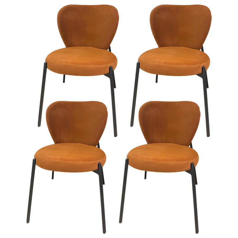 Scandinavian Style Dining Fabric Side Chair Solid Back Armless Chair for Home Use Brown 4 Piece Set Clearhalo ' kitchen&dining_furn' 'Dining Chairs' 'Dining Tables & Seating' 'dining_chair' 'furn' 'furn_dining_chair' 'Furniture' 'furniture_dining_chair' 'Kitchen & Dining Furniture' 'kitchen' 3755007