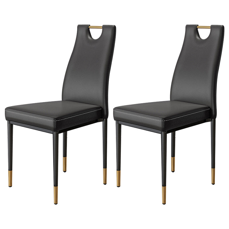 Scandinavian Style Upholstered Armless Dining Chairs Solid Back Side Chair for Home Black 2 Piece Set Clearhalo ' kitchen&dining_furn' 'Dining Chairs' 'Dining Tables & Seating' 'dining_chair' 'furn' 'furn_dining_chair' 'Furniture' 'furniture_dining_chair' 'Kitchen & Dining Furniture' 'kitchen' 3755017