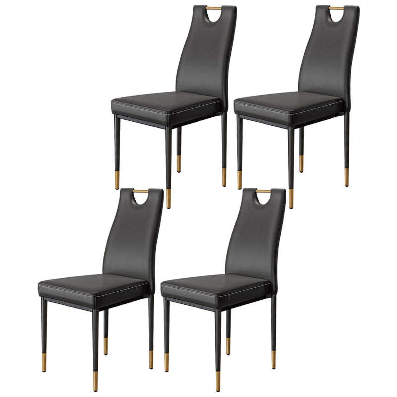 Scandinavian Style Upholstered Armless Dining Chairs Solid Back Side Chair for Home Black 4 Piece Set Clearhalo ' kitchen&dining_furn' 'Dining Chairs' 'Dining Tables & Seating' 'dining_chair' 'furn' 'furn_dining_chair' 'Furniture' 'furniture_dining_chair' 'Kitchen & Dining Furniture' 'kitchen' 3755018