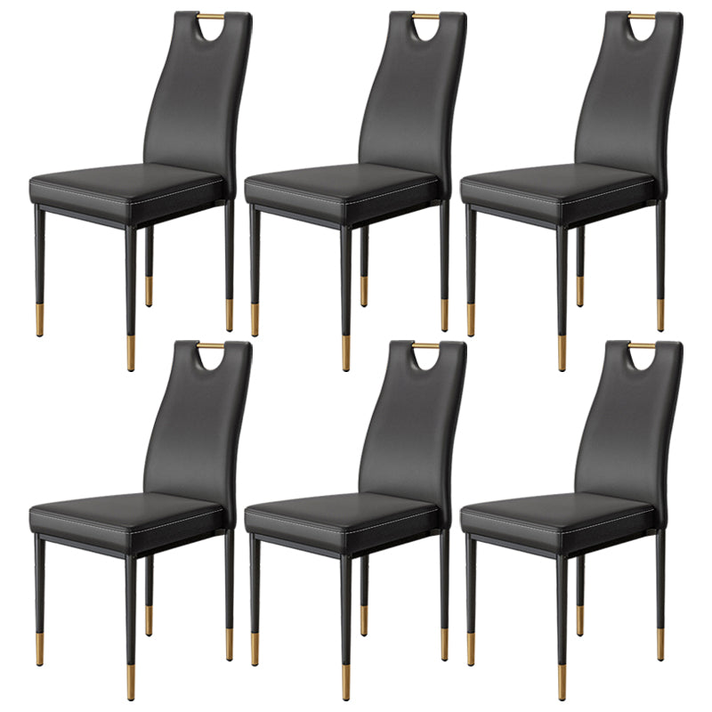 Scandinavian Style Upholstered Armless Dining Chairs Solid Back Side Chair for Home Black 6 Piece Set Clearhalo ' kitchen&dining_furn' 'Dining Chairs' 'Dining Tables & Seating' 'dining_chair' 'furn' 'furn_dining_chair' 'Furniture' 'furniture_dining_chair' 'Kitchen & Dining Furniture' 'kitchen' 3755020