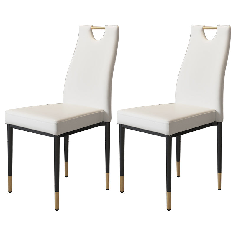 Scandinavian Style Upholstered Armless Dining Chairs Solid Back Side Chair for Home White 2 Piece Set Clearhalo ' kitchen&dining_furn' 'Dining Chairs' 'Dining Tables & Seating' 'dining_chair' 'furn' 'furn_dining_chair' 'Furniture' 'furniture_dining_chair' 'Kitchen & Dining Furniture' 'kitchen' 3755023