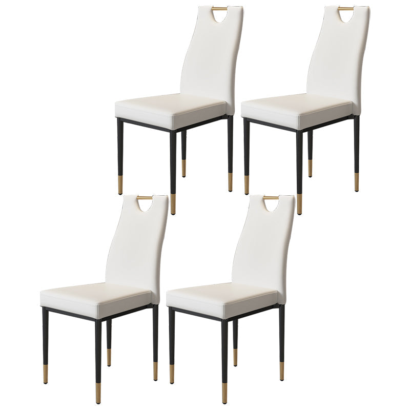 Scandinavian Style Upholstered Armless Dining Chairs Solid Back Side Chair for Home White 4 Piece Set Clearhalo ' kitchen&dining_furn' 'Dining Chairs' 'Dining Tables & Seating' 'dining_chair' 'furn' 'furn_dining_chair' 'Furniture' 'furniture_dining_chair' 'Kitchen & Dining Furniture' 'kitchen' 3755024